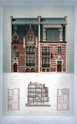 Petits Hotels Boulevard Pereire sud, Nos 93 et 95, a Paris Elevations, Coupe et plans par Mr. J. Brisson, Archte 2e Partie; Pl 25