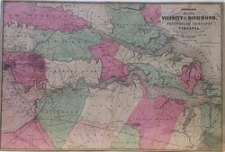 Johnson’s Map of the Vicinity of Richmond, and Peninsular Campaign in Virginia.  Showing also the interesting localities along the James, Chickahominy and York Rivers.  Compiled from the Official Maps of the War Department